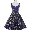 Grace Karin Ladies Sexy Design 50s Retro Black Polka Dots Cotton Dress CL008901-12